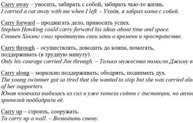 Фразовый глагол Carry: перевод на русский, carry on, out, off — использование с предлогами